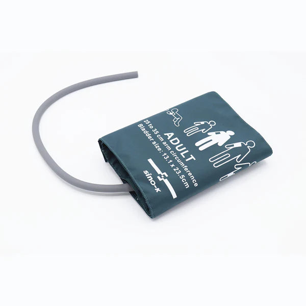 Manguito reutilizable de presión arterial no invasiva (NIBP) de un solo tubo para uso en adultos con una circunferencia del brazo de 25 a 35 cm.