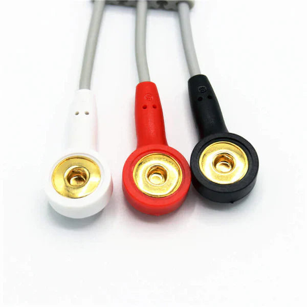 Cable de ECG AAMI compatible con 3 derivaciones, 6 pines, conector recto AHA Snap