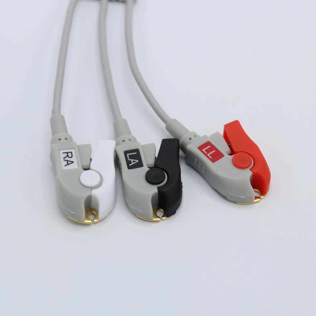 Cable de ECG Biolight compatible con 3 derivaciones AHA de 12 pines con conector de pinza