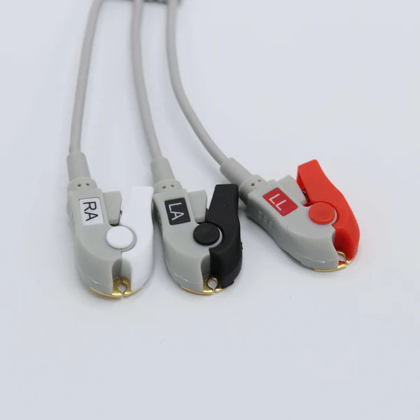 Cable de ECG Datex-Ohmeda compatible con 3 derivaciones y conector de pinza AHA