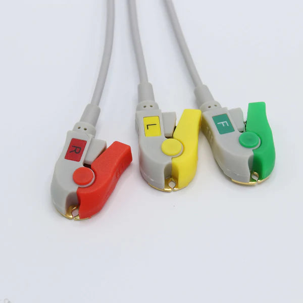 Cable de ECG Philips compatible con 3 cables conductores, conector IEC estándar europeo de 8 pines.