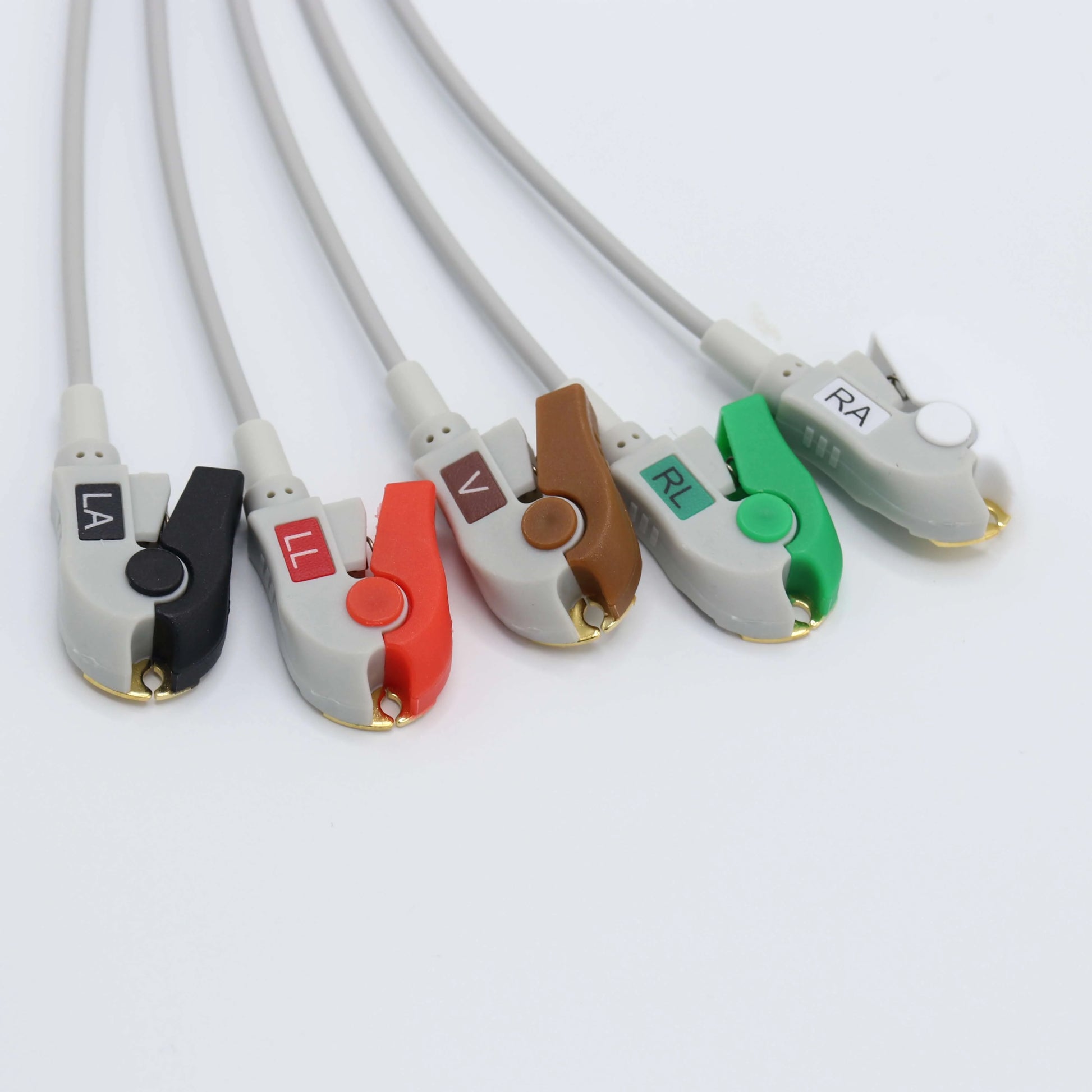 Cable de ECG compatible con GE Datex-Ohmeda con 5 derivaciones, conector de pinza 4.0, redondo, 10 pines, AHA