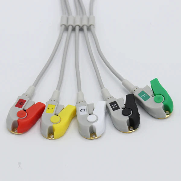Cable de ECG Philips compatible con 5 cables conductores, conector IEC estándar europeo de 8 pines.