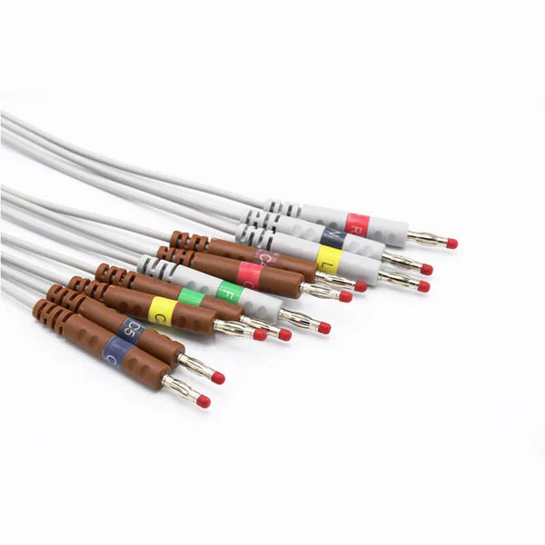 Cables de conexión tipo banana compatibles con Philips EKG, 10 derivaciones, IEC, estándar europeo