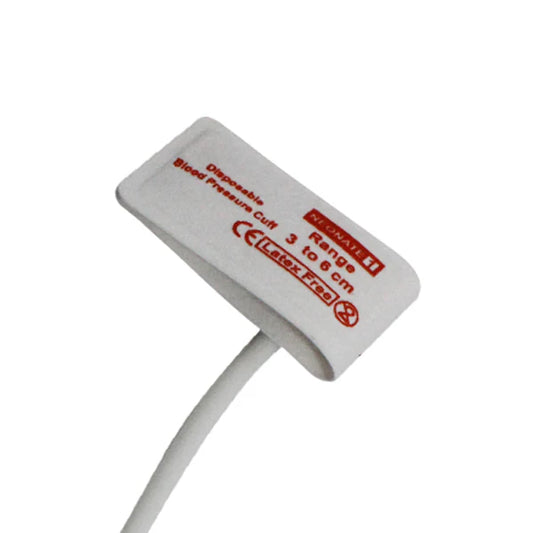Manguito desechable de presión arterial no invasiva (NIBP) para uso veterinario en neonatos, tubo único de 3 a 6 cm