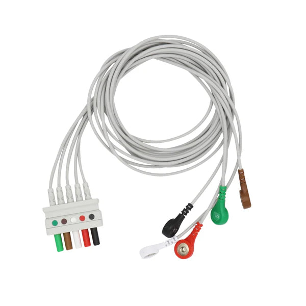 Cables de ECG de 5 derivaciones compatibles con Draeger Siemens 5956458 AHA Snap