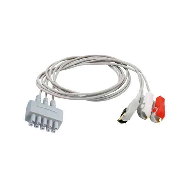 Cables conductores de ECG Marquette 412682-001 compatibles con conector de pinza AHA de 3 derivaciones