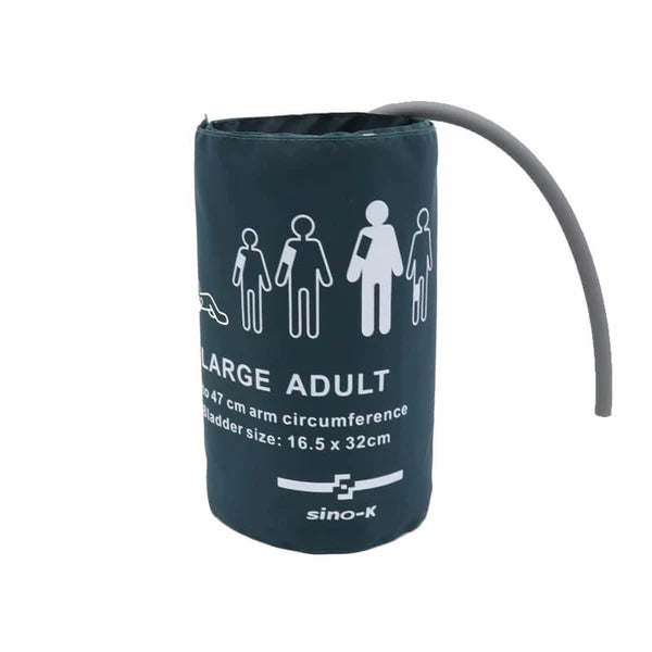 Manguito de presión arterial reutilizable de un solo tubo para adultos, grande, circunferencia del brazo de 33 a 47 cm (verde oscuro con bolsa)