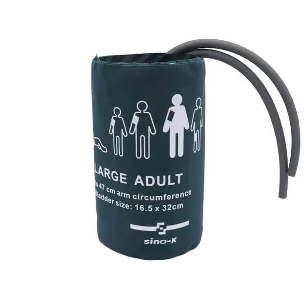 Manguito reutilizable de doble tubo para presión arterial no invasiva (NIBP) para adultos (circunferencia del brazo de 33 a 47 cm)