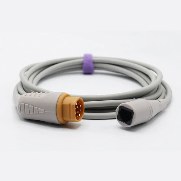 Cable adaptador de presión arterial invasiva compatible con transductor Drager Siemens IBP, conector Medex Abbott.