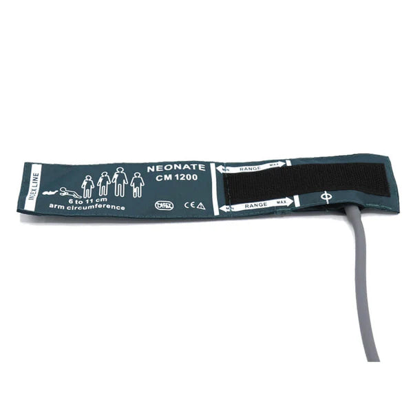 Manguito de presión arterial reutilizable de un solo tubo para neonatos, circunferencia del brazo de 6 a 11 cm (verde oscuro con bolsa)