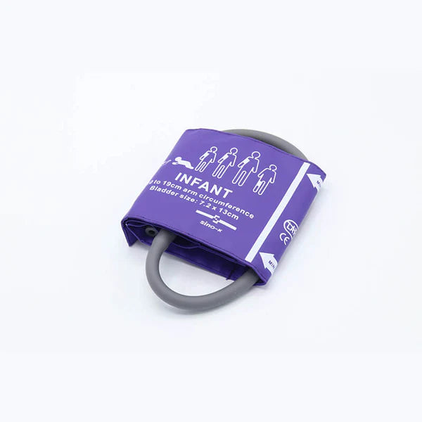 Manguito de presión arterial reutilizable de un solo tubo para bebés, circunferencia del brazo de 10 a 19 cm (modelo morado)