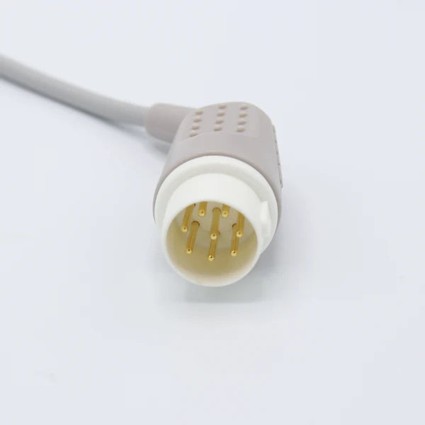Cable de ECG Philips M1736A compatible con 5 conductores, conector IEC estándar europeo de 8 pines.