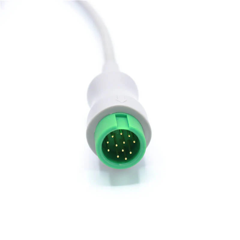 Cable de ECG compatible con Mindray 043-000487-01, 3 derivaciones, conector a presión de 12 pines, estándar AHA
