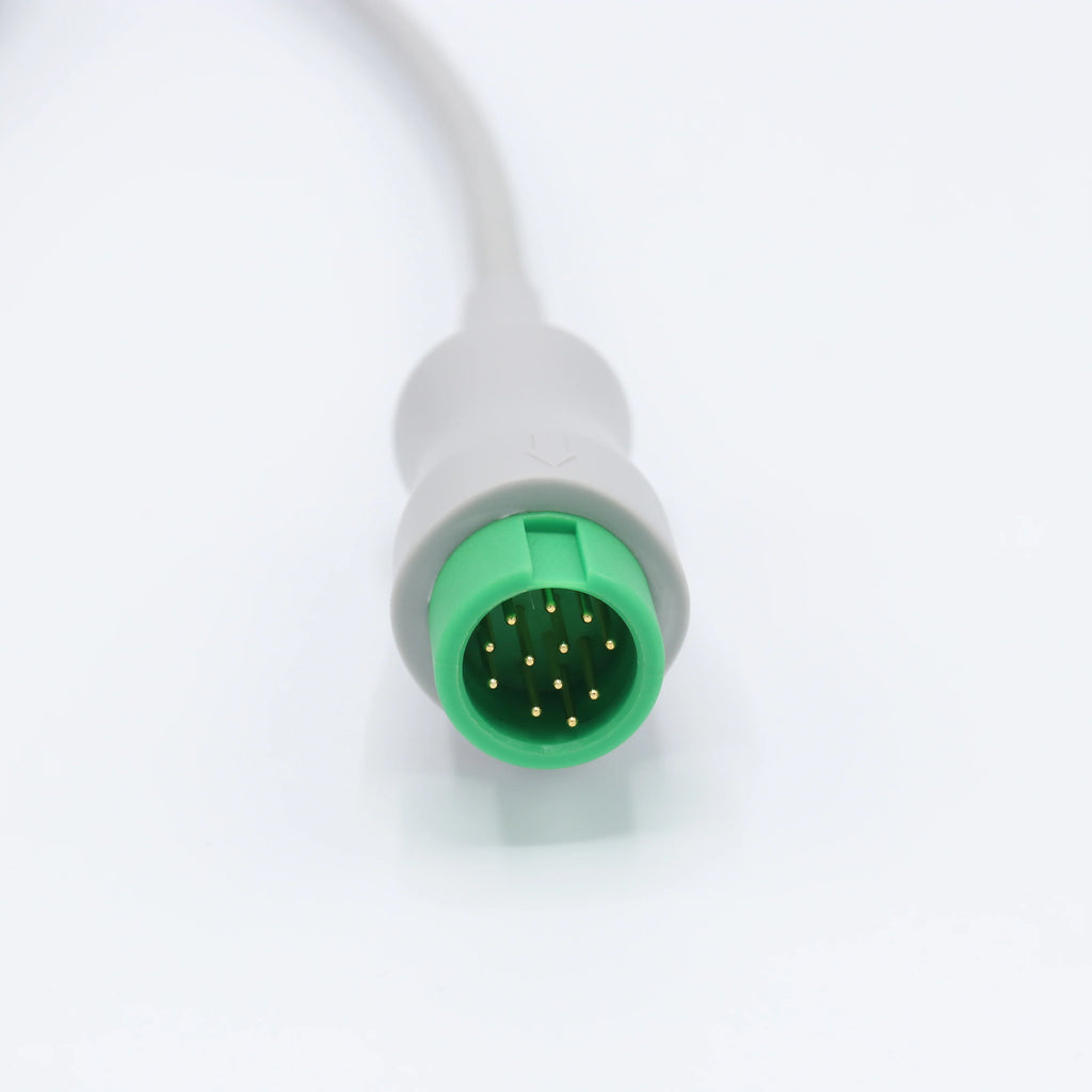 Cable de ECG compatible con Mindray, 3 derivaciones, conector estándar AHA de 12 pines.