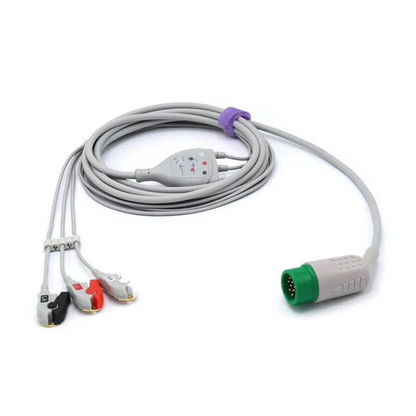 Cable de ECG de 3 derivaciones con conector de pinza AHA compatible con Medtronic-Physio Control