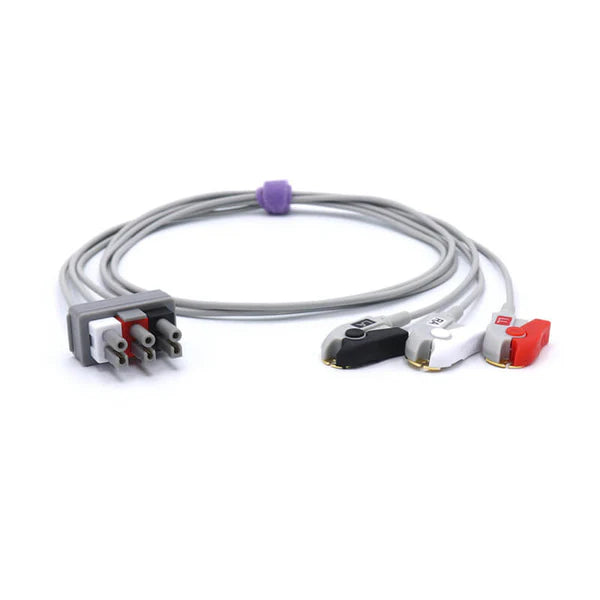 cable Electrocardiógrafo ECG Alternativo compatible con Philips M1603A compatible con 3 cables de derivación AHA de pinza/pinza