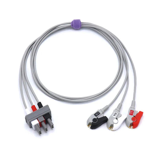 cable Electrocardiógrafo ECG Alternativo compatible con Philips M1603A compatible con 3 cables de derivación AHA de pinza/pinza