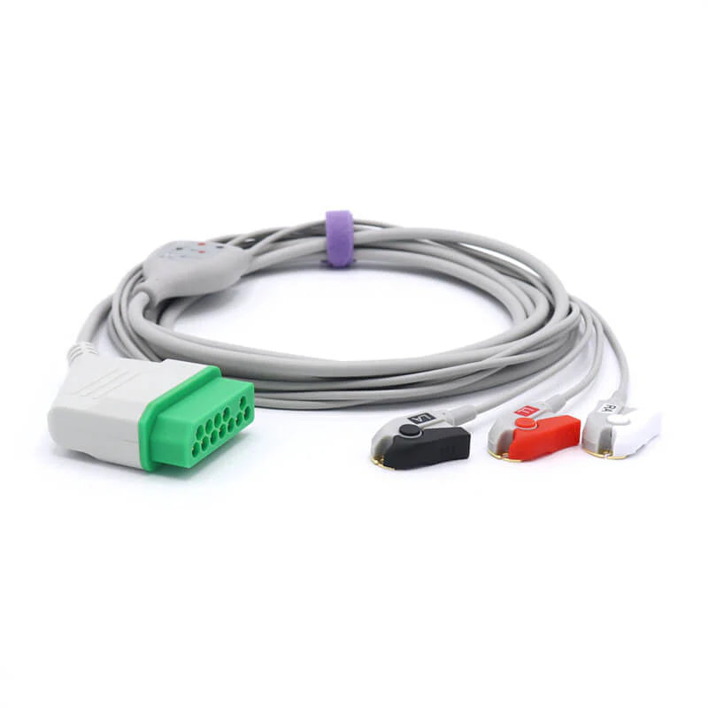 Conector compatible de pellizco/agarrador de Nihon Kohden ECG 3 cables conductores AHA