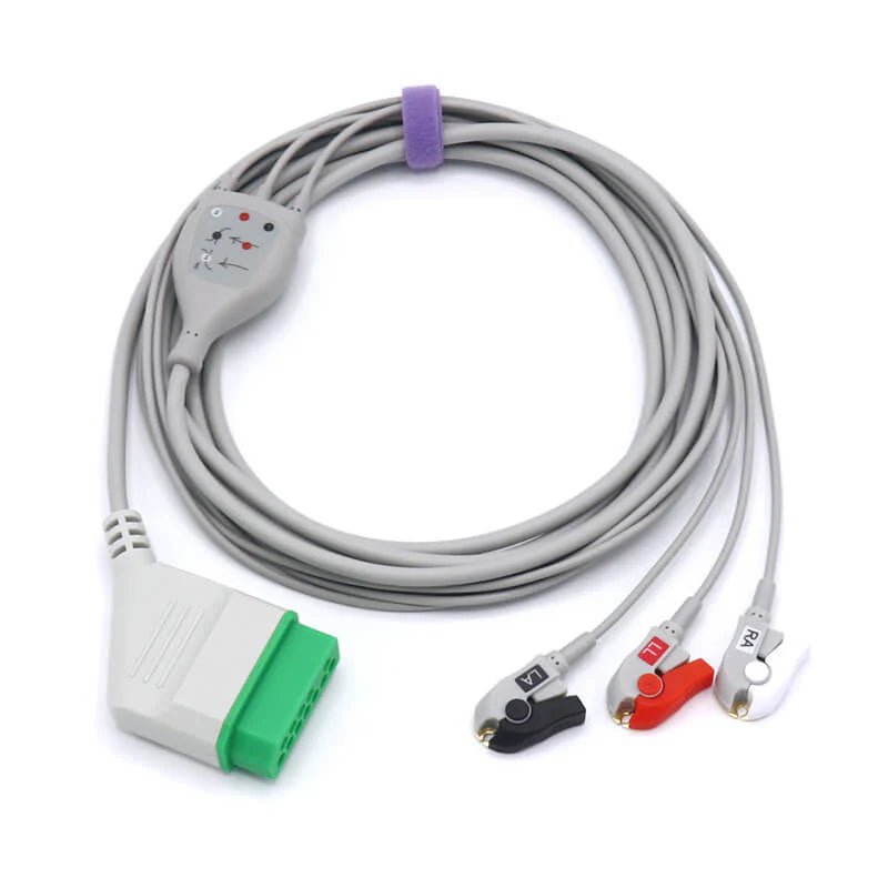 Conector compatible de pellizco/agarrador de Nihon Kohden ECG 3 cables conductores AHA