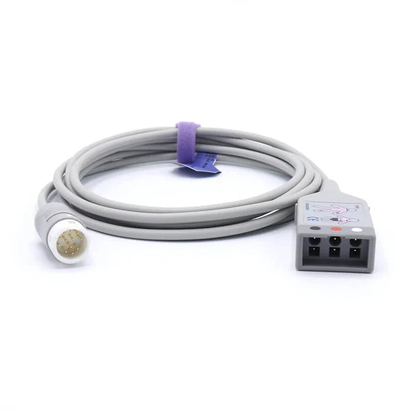 Cable troncal de ECG Philips M1500A compatible con 3 conductores a conector de 12 pines AHA Latex
