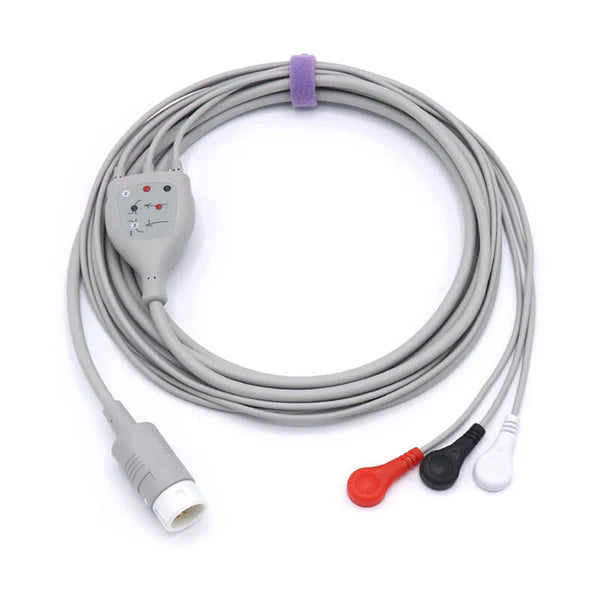 Cable de ECG Philips M1972A compatible con 3 derivaciones y conector AHA a presión