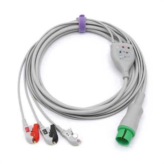 Cable de ECG alternativo para Spacelabs con 3 cables conductores AHA, conector de pinza de 17 pines