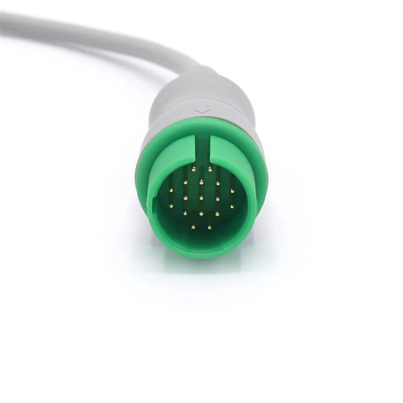 Cable de ECG Spacelabs 72713 compatible con 3 cables conductores AHA, conector a presión de 17 pines