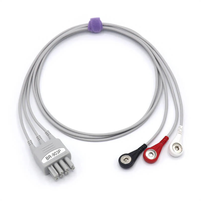 Cable de ECG alternativo para Biolight para 3 derivaciones AHA de 12 pines con conector de pinza