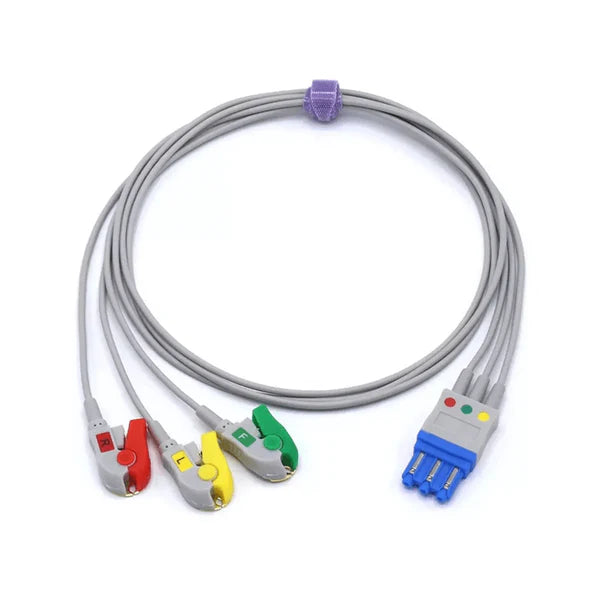 Electrocardiógrafo Alternativo compatible con Philips M1672A compatible con 3 cables conductores, IEC, estándar europeo, pinza/pinza