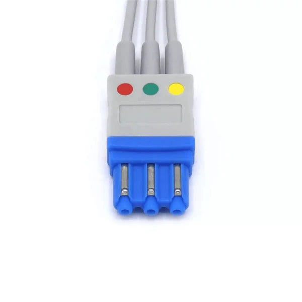 Electrocardiógrafo Alternativo compatible con Philips M1672A compatible con 3 cables conductores, IEC, estándar europeo, pinza/pinza