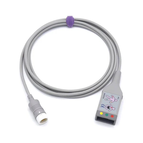 Cable troncal de ECG Philips compatible M1510A de 3 conductores a conector IEC de 12 pines