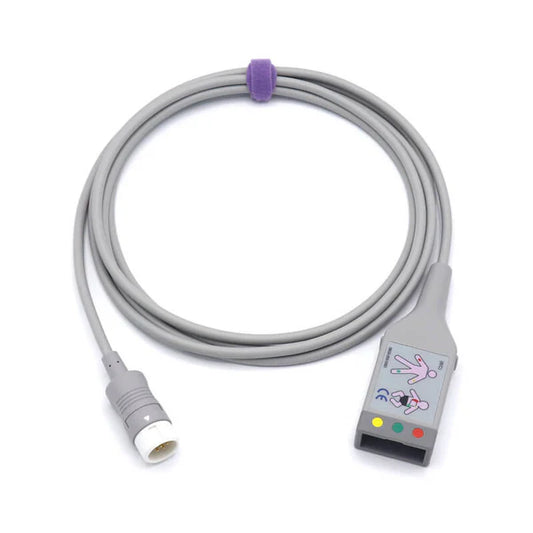 Cable troncal de ECG Philips compatible M1510A de 3 conductores a conector IEC de 12 pines