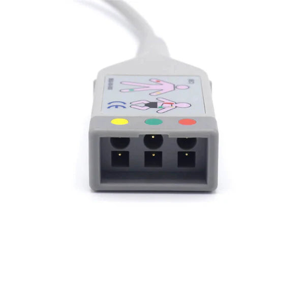 Cable troncal de ECG Philips compatible M1510A de 3 conductores a conector IEC de 12 pines