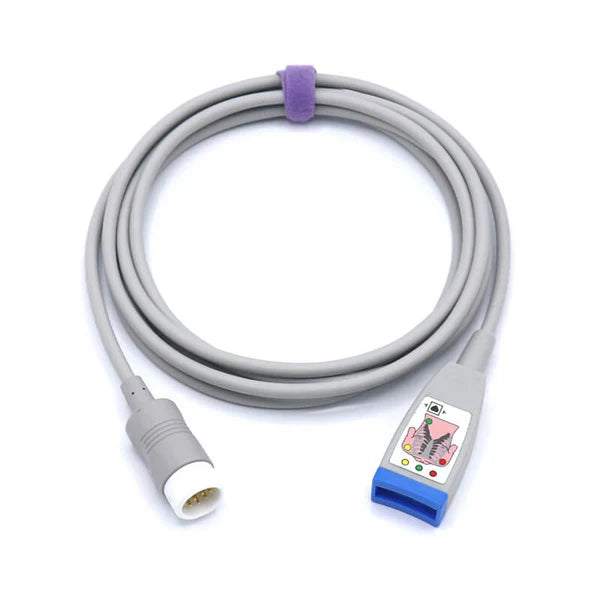 Cable troncal de ECG Alternativo compatible con Philips M1669A de 3 conductores a conector IEC de 12 pines