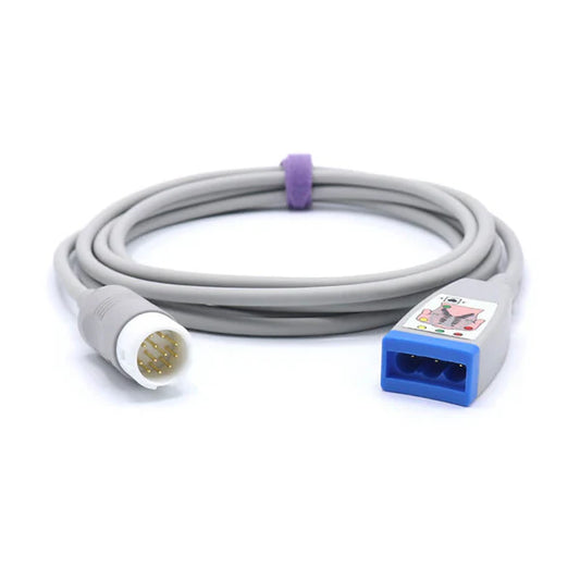 Cable troncal de ECG Alternativo compatible con Philips M1669A de 3 conductores a conector IEC de 12 pines