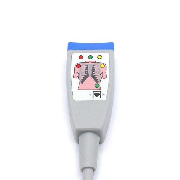 Cable troncal de ECG Alternativo compatible con Philips M1669A de 3 conductores a conector IEC de 12 pines