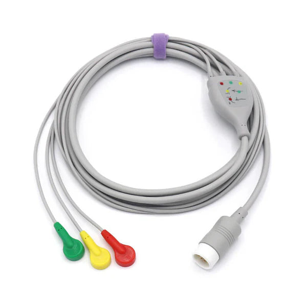 Cable de ECG Philips compatible con 3 derivaciones, conector IEC estándar europeo.
