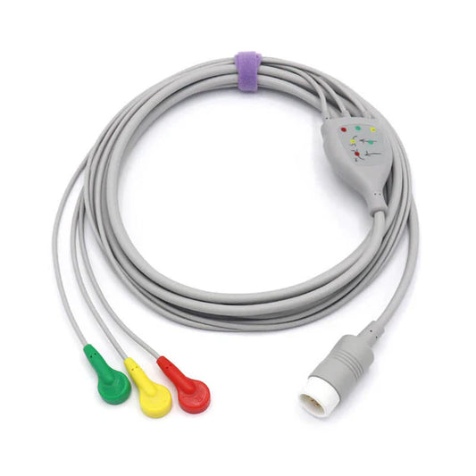 Cable de ECG Philips compatible con 3 derivaciones, conector IEC estándar europeo.