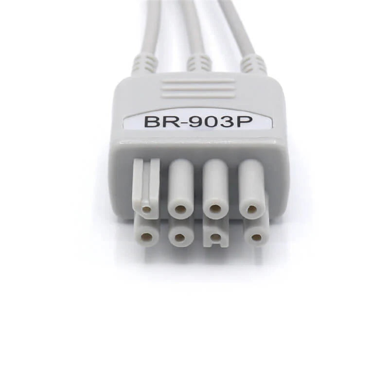 Cables de ECG de 3 derivaciones para Nihon Kohden, conector IEC de 11 pines con pinza y estándar europeo.