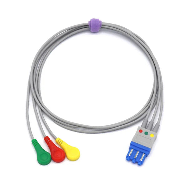 Cables conductores de ECG Philips compatibles con 3 M1674A IEC, estándar europeo, Snap