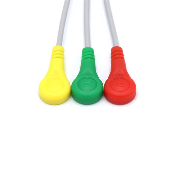 Cables conductores de ECG Philips compatibles con 3 M1674A IEC, estándar europeo, Snap