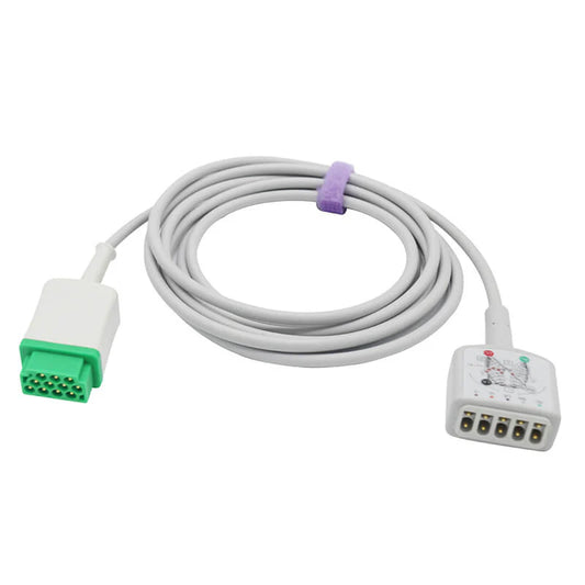 Cable de ECG alternativo para Marquette para 5 derivaciones AHA de 11 pines con conector de pinza/pinza