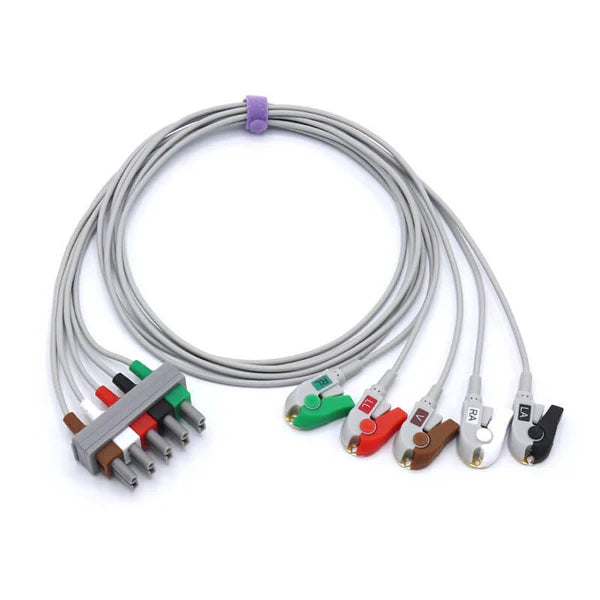 cable Electrocardiógrafo ECG Alternativo compatible con Philips M1621A compatible con 5 cables de derivación AHA de pinza/pinza