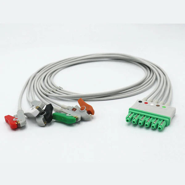 Cable de derivación de ECG Draeger MS16546 compatible con 5 derivaciones y conector AHA