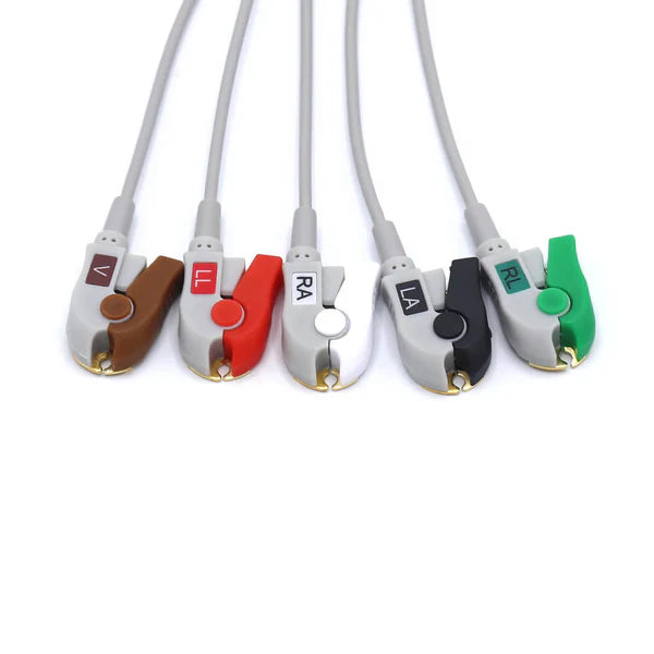 Electrocardiógrafo ECG Alternativo compatible con Philips M1968A 989803125841, 5 cables de derivación AHA de pinza/pinza