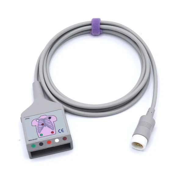 Cable troncal de ECG Philips M1520A compatible con conector de 5 cables a 12 pines AHA