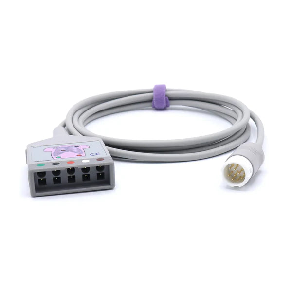 Cable troncal de ECG Philips M1520A compatible con conector de 5 cables a 12 pines AHA