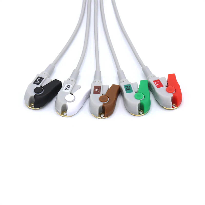 Cable de ECG Spacelabs compatible con 5 derivaciones AHA de 17 pines con conector de pinza