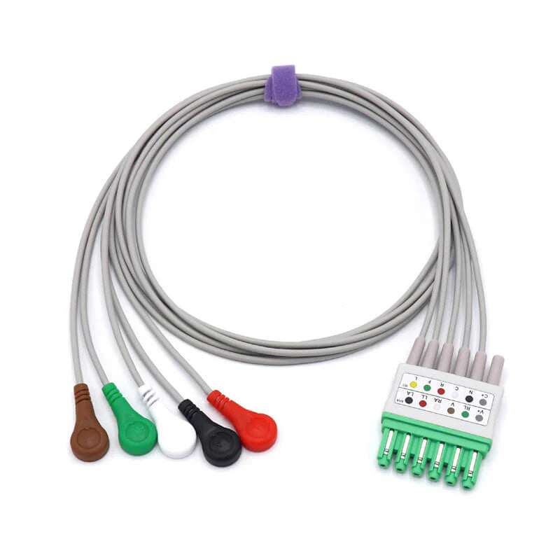 Conector a presión de 5 cables de ECG compatibles con Draeger-Siemens Infinity